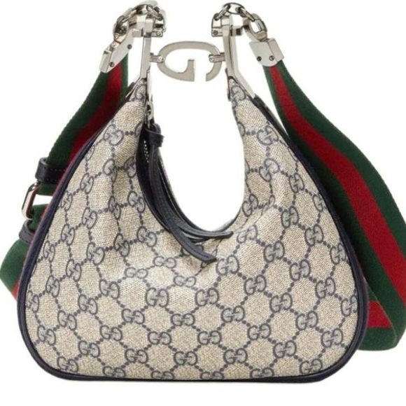 Gucci Handbags - GUCCI ATTACHE SMALL SHOULDER BAG. beige and blue Supreme